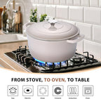 E-far 6 Quart Enameled Cast Iron Dutch Oven, Round Dutch Oven Pot - Image 4