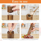 Wooden Salt and Pepper Grinder Set, 8 Inch Manual Salt and Pepper Mill - Image 6