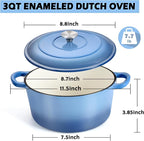 TeamFar 3qt Dutch Oven, Small Enameled Cast Iron Dutch Oven Pot - Image 2