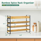 EsLuker.ly Spice Seasoning Rack Organizer Kitchen Countertop, 4 Tier Bamboo - Image 2