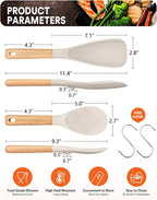 Cooking Spoon and Rice Scooper for Nonstick Cookwares, Wood Handle Spoon for - Image 2