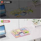 Marbrasse Pink Desk Drawer Organizer, Metal Mesh Drawer Organizer Tray - Image 6