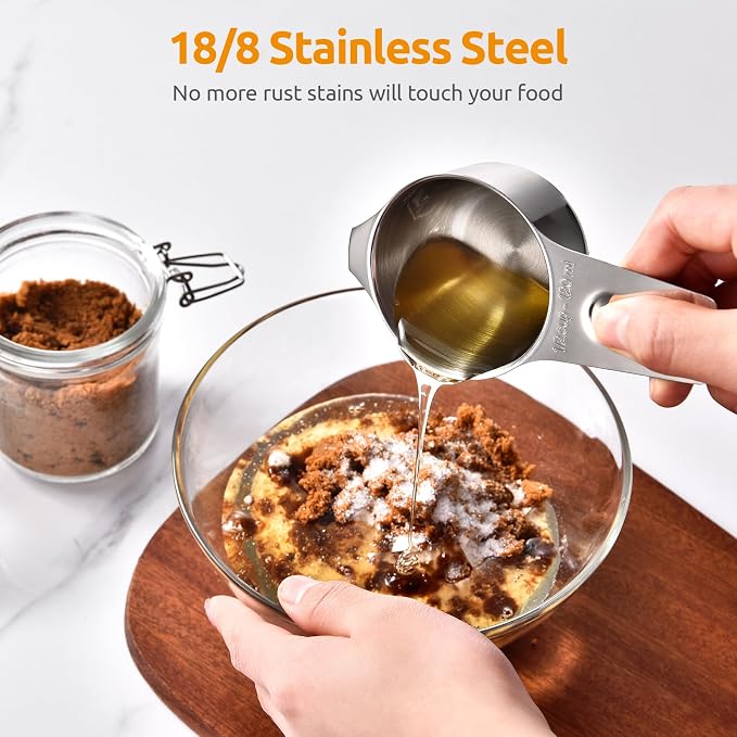 Measuring Cups and Spoons 12 Pieces: U-Taste 18/8 Stainless Steel Kitchen Metal - Image 3