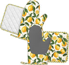 Oven Mitts and Pot Holders Set, Lemon Fruit Watercolor Silicone Kitchen - Image 2