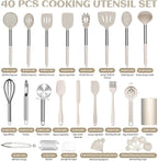Silicone Cooking Utensils Set Utensil: 40 Pcs Black Stainless Steel Cookware Set - Image 7