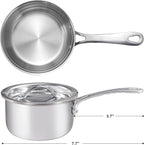 Mini Sauce Pan with Lid, Tri-Ply Stainless Steel Pot with Stay-Cool Handle & - Image 2