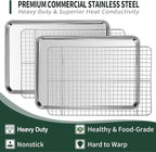 Half Sheet Pans with Rack Set, CEKEE Stainless Half Size Large Baking Sheets - Image 3