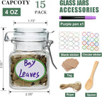 Small Glass Jars with Lids, 4 oz Spice Jars with Labels, 15 Pack Small Glass - Image 2