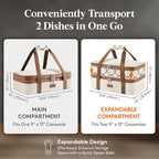 Lifewit Insulated Double Decker Casserole Carrier, Expandable Lasagna Lugger - Image 2