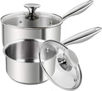 MICHELANGELO Stainless Steel Saucepan Set 1Qt & 2Qt, 18/10 Stainless Steel Pot by Michelangelo