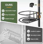 HAMITOR Corner Shower Caddy Tension Pole: 4-Tier Rust-Resistant Adjustable - Image 3