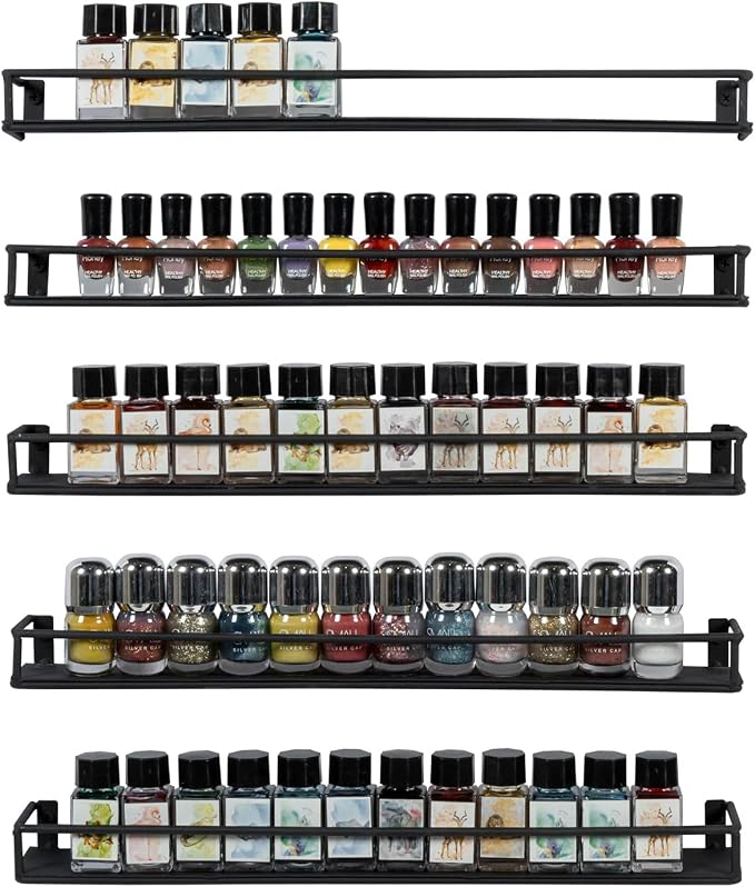 MyGift 16 Inch Wall Mounted Black Metal Nail Polish and Essential Oil Display by MyGiftHome
