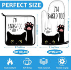 Funny Black Cat Oven Mitts and Pot Holders Sets Heat Resistant 4Pcs Potholders - Image 2