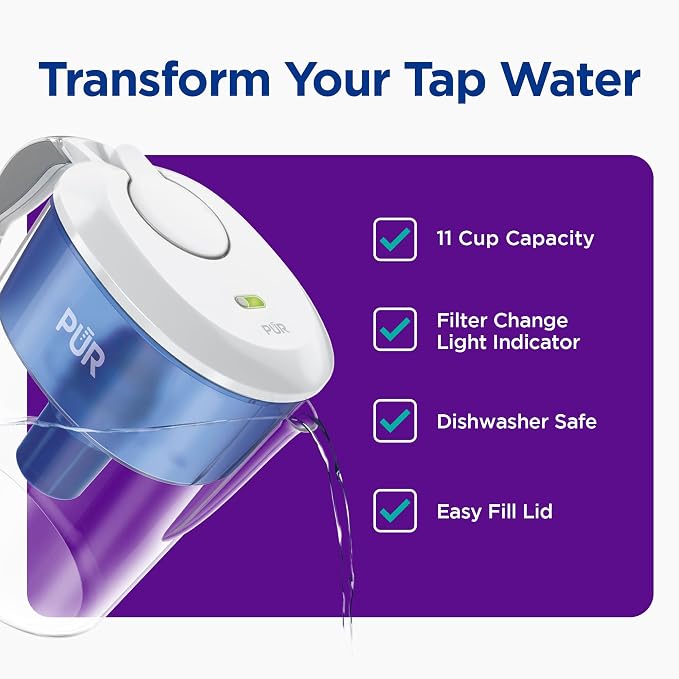 PUR 11-Cup Water Pitcher, 1 Filter, Great-Tasting Water, Dishwasher Safe - Image 2