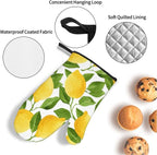 Bright Yellow Lemons Oven Mitts and Pot Holders Sets of 4, Resistant Hot Pads - Image 4