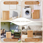 2 Pack 27 Gallon Bamboo Slim Trash Can - Image 3