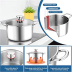 E-far 6 Quart Stock Pot, Tri-Ply Stainless Steel Cooking Pot - Image 3