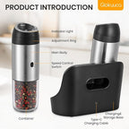 Rechargeable Gravity Electric Salt Grinder Set - Image 2