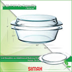 Simax Casserole Dish with Lid, 2 Quart Round Glass Casserole Dishes - Image 2