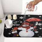 Winter Snowman Dish Drying Mat, Christmas Snow Dish Drying Mat - Image 6