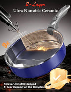 Pro DUXANO 12PC Nonstick Pots and Pans Set&Hybrid 3-Ply Stainless Steel Skillet - Image 4