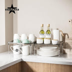 STARLATTA 2 Pcs Cabinet Organizer Shelf，Stackable Kitchen Counter Shelves - Image 2