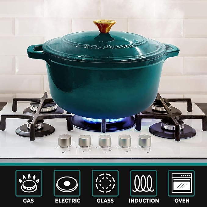 MUELLER HOME 4.5 QT Enameled Cast Iron Dutch Oven, Heavy-Duty Casserole Dish - Image 5