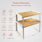 Goozii Kitchen Cabinet Organizer Set of 4, Desk Shelf Riser, Stackable Cabinet - Image 7