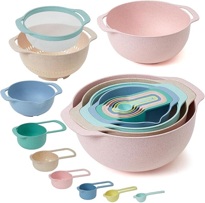 Plastic Mixing Bowls Set 8/10 PCS by FoniFox