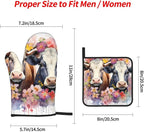 Watercolor Cows Oven Mitts and Pot Holders Sets Daisy Flower Kitchen Oven - Image 3