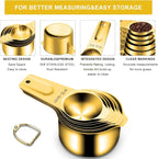 Gold Measuring Cups and Spoons Set of 15, 18/8 Stainless Steel, Includes 7 - Image 5