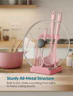 NiHome Kitchen Utensil Holder for Pot Lids & Spoons Pink Kitchen Accessories - Image 5