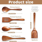 5 PCs Teak Wooden Utensil Set - Image 5