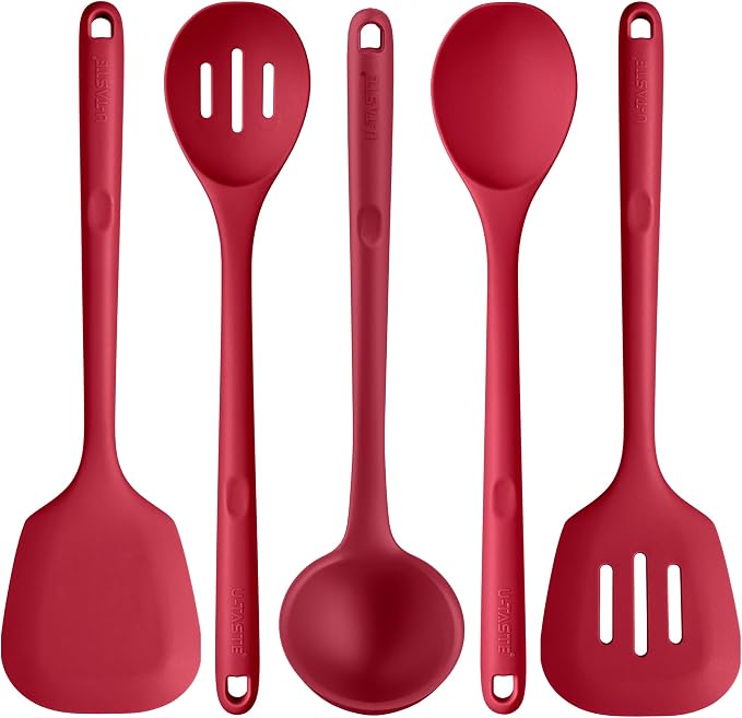 Silicone Kitchen Cooking Utensil Set: U-Taste High Heat Resistant 13.6in Long by U-Taste