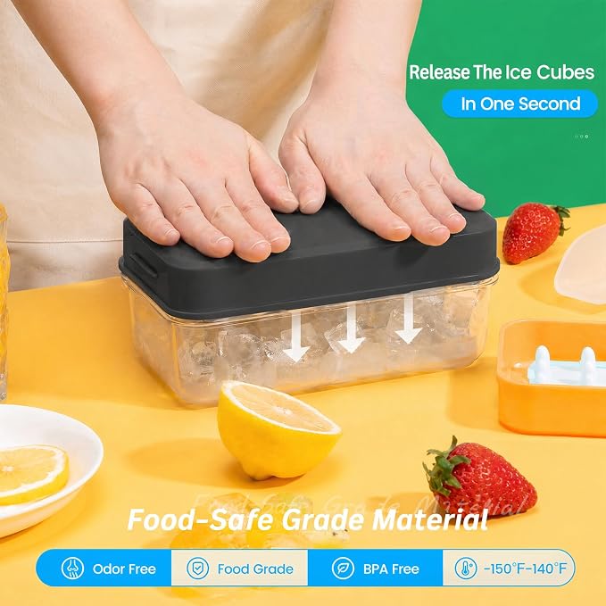 Ice Cube Tray with Lid and Bin, Ice Trays - Image 2