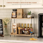 ANBOXIT Countertop Coffee Station Organizer, 2 Tier Wooden Shelf - Image 3
