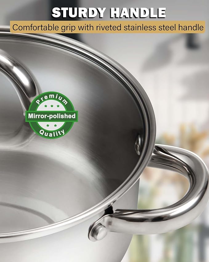 Cook N Home 3-Quart Stainless Steel Pot, Small Stock Pot - Image 6