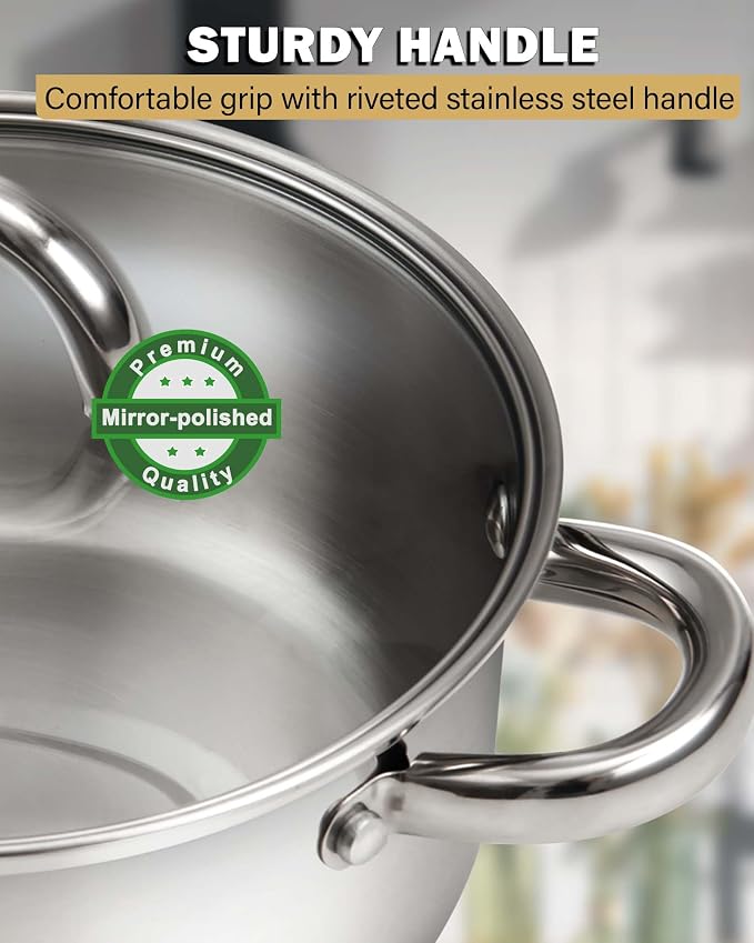 Cook N Home Kitchen Cookware Sets, 12-Piece Basic Stainless Steel Pots and Pans - Image 7