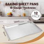 BIEAMA 12 Pack Full Size Baking Sheet Pan Aluminum Commercial Pan - Image 2