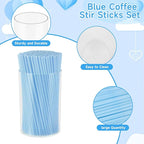 500 Pcs Light Blue Coffee Stir Sticks Set 5x0.12 inch Cocktail Straws Acrylic - Image 3