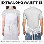 2 Packs White Apron, Adjustable Cooking Aprons, Waterdrop Resistant Kitchen - Image 3