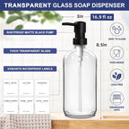 Dish Soap Dispenser for Kitchen, 16.9 fl oz Clear Hand and Dish Soap Dispensers - Image 3