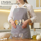 2 Pack Cooking Aprons Adjustable Bib Apron - Image 6