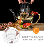 Enamel Glass Flower Tea Pot - Image 2