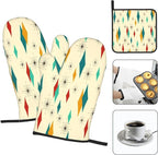 Mid Century Modern Oven Mitts and Pot Holders Set Heat Resistant Non Slip Set - Image 3