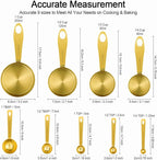 GuDoQi 9pcs 304 Stainless Steel Measuring Cups & Spoons, Stackable Long Handle - Image 2