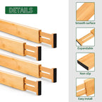 Utoplike 4 pcs Bamboo Kitchen Drawer Dividers Large, Adjustable Drawer - Image 8