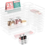 25 PCS Plastic Drawer Organizer Set, 4-size Clear Bathroom and Vanity Desk by Lulltou