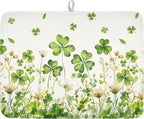 St Patrick's Day Dish Drying Mat 18 x 24 Inch Green Clover Dish Drainer Rack by Unknown