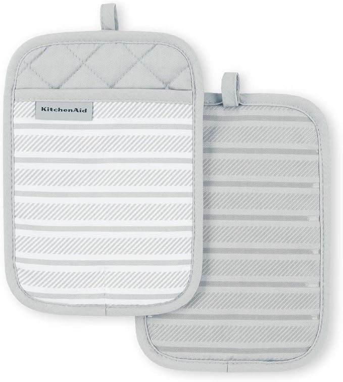 KitchenAid Albany Pot Holder 2-Pack Set, Matte Grey by KitchenAid